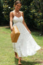 Boho Sling Lace Charming Panel Maxi Dress S / White