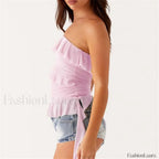 Boho Strapless Ruffle Crop Top