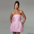 Bow Bandage Party Mini Dress Pink 1 / XS