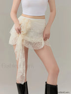 Bow Front Ruffle High Waist Skirt