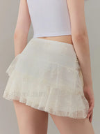Bow Front Ruffle High Waist Skirt