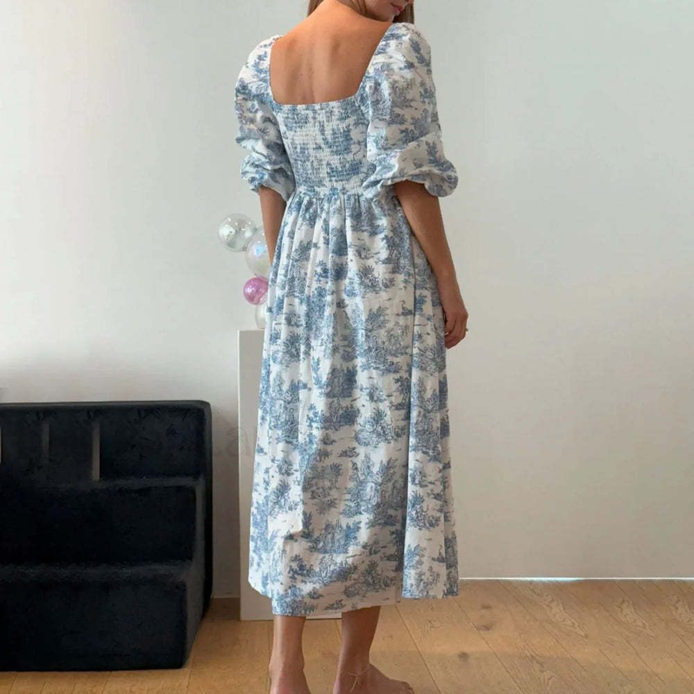 Bow Front Smocked Midi Dress