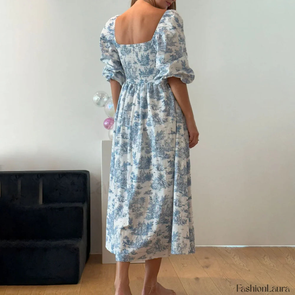 Bow Front Smocked Midi Dress