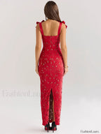 Bow Lace Backless Maxi Dress