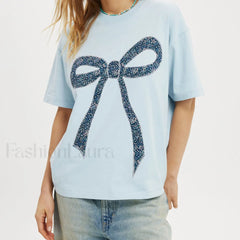 Bow Letter Number Pattern T Shirt