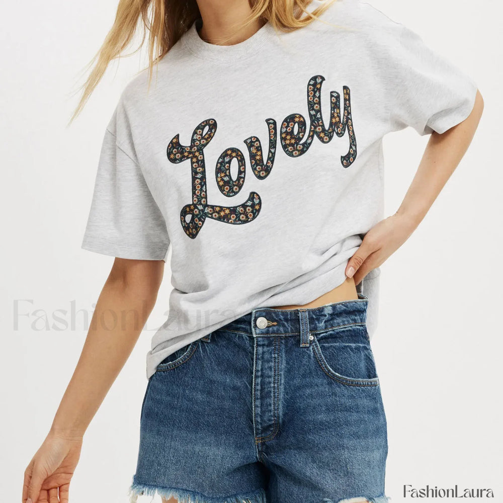 Bow Letter Number Pattern T Shirt