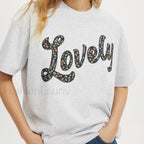Bow Letter Number Pattern T Shirt Light Grey / S