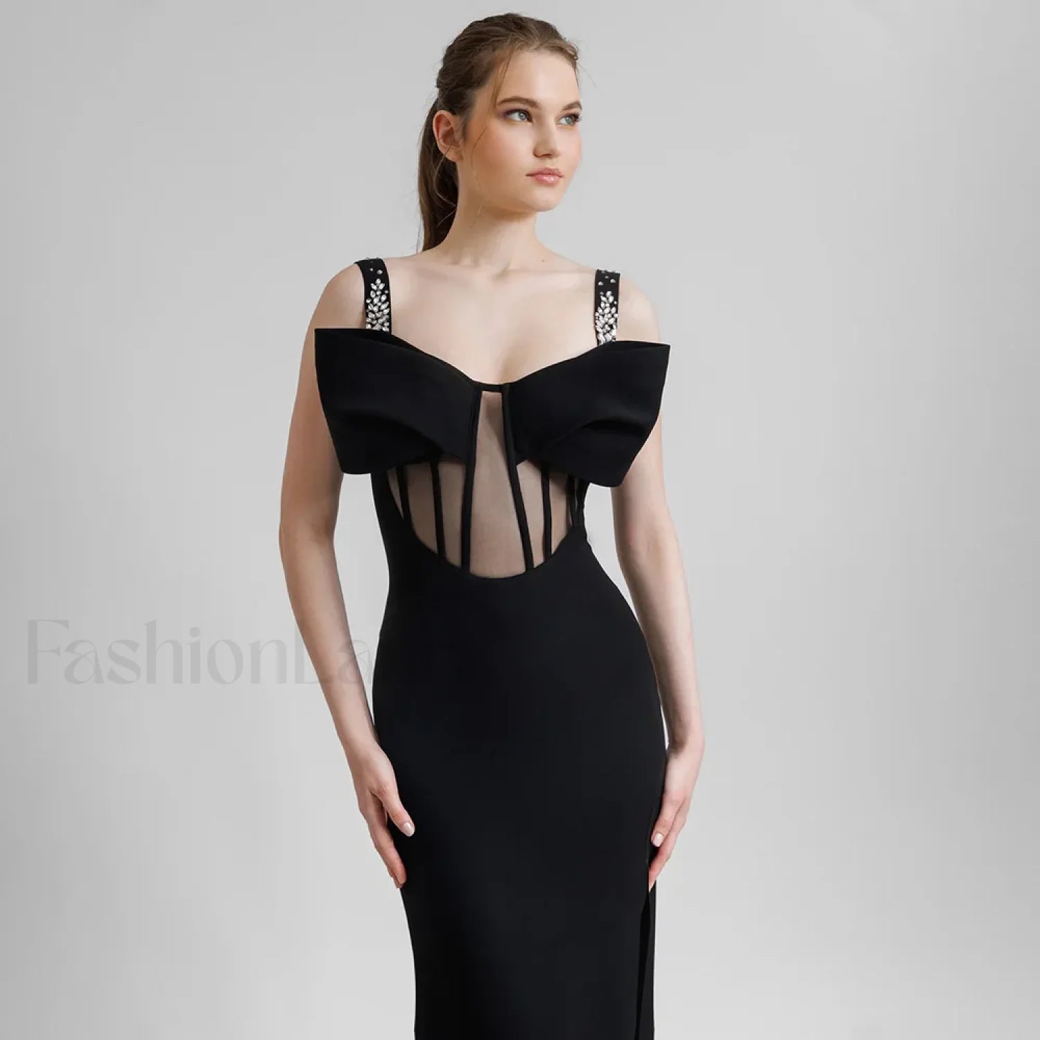 Bow Mesh Spaghetti Maxi Dress Secondary image