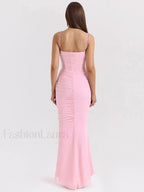 Bow Spaghetti Off Shoulder Maxi Dress
