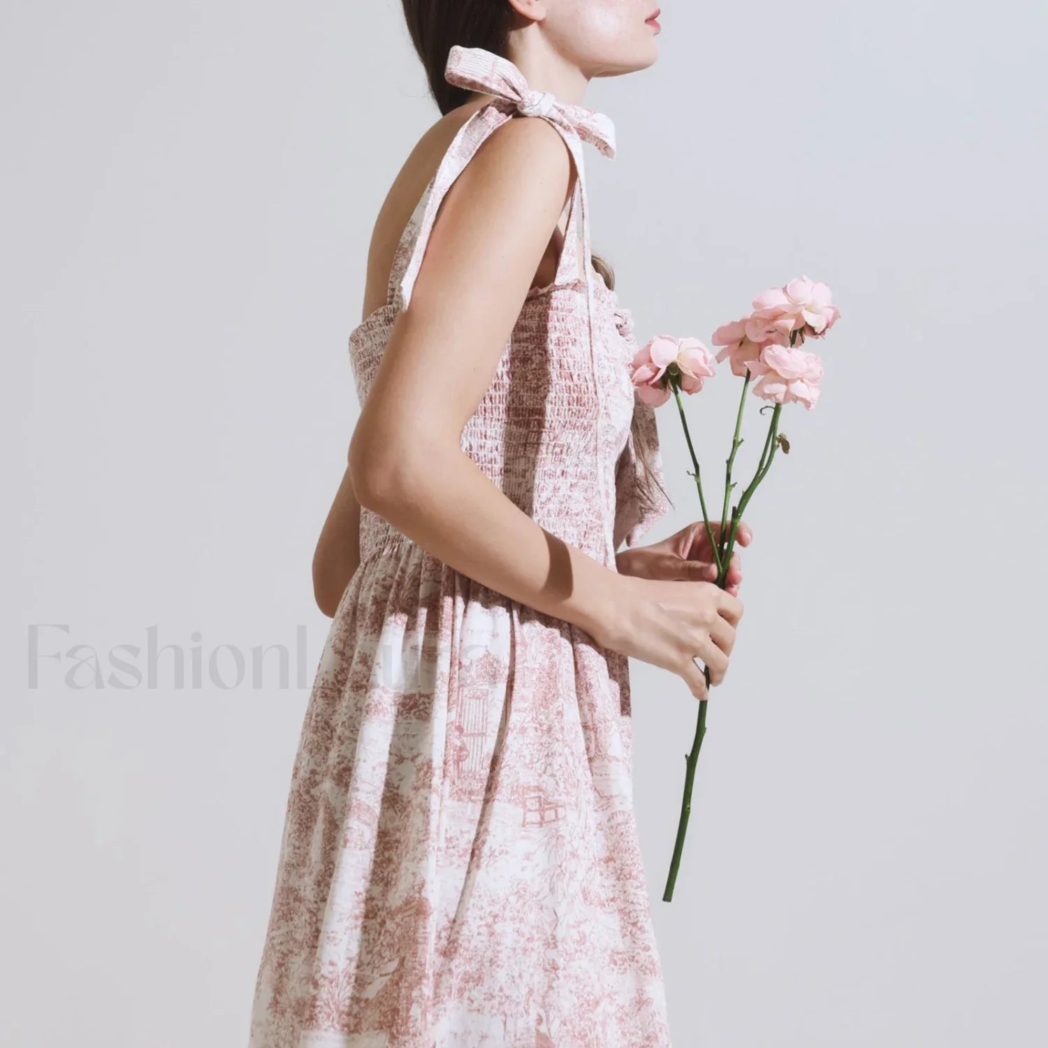Bow-Strap Floral Smocked Midi Dress Secondary image