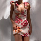 Bow Tie Strap Mini Floral Dress