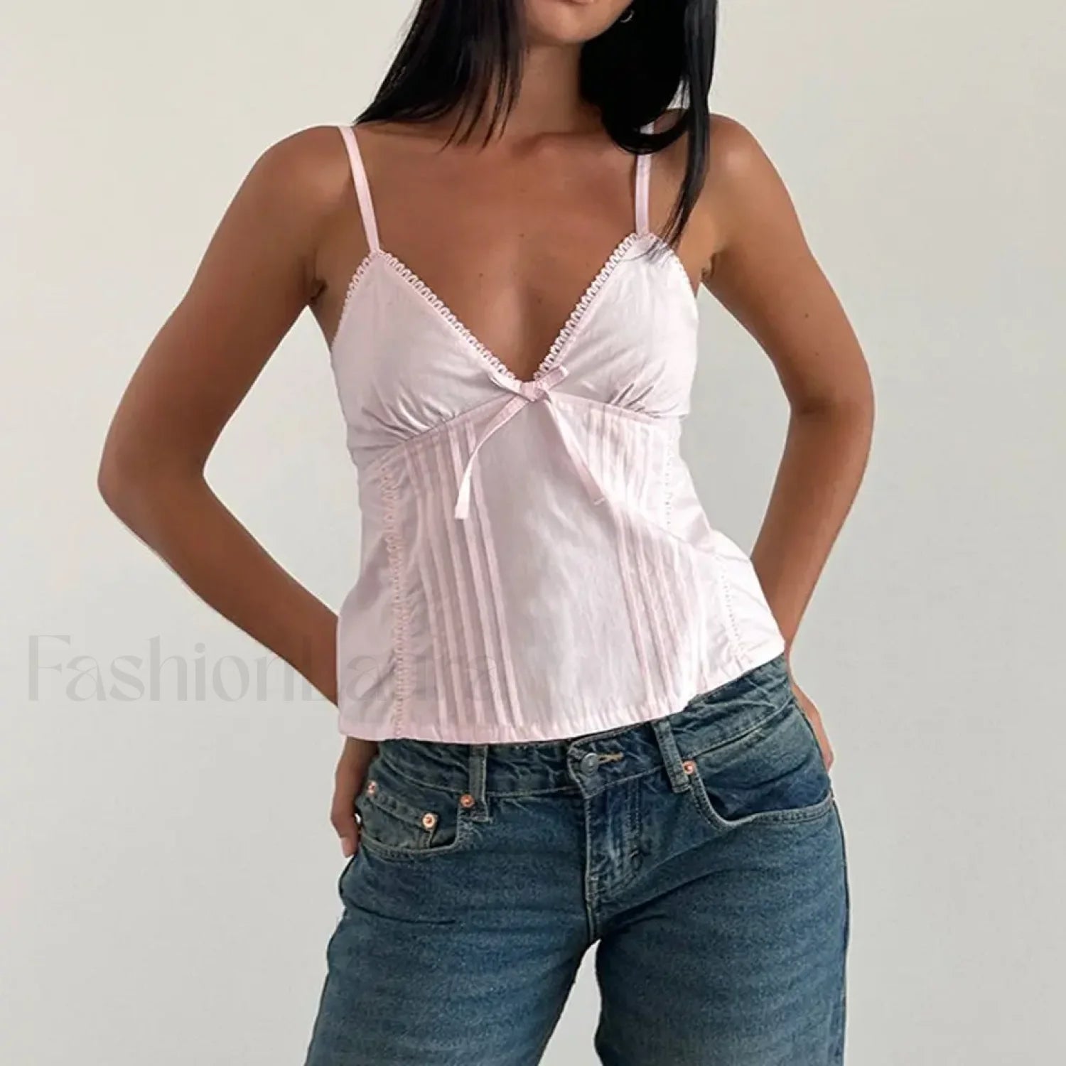 Bow V-Neck Adjustable Crop Top Secondary image
