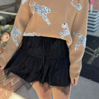 Bowknot Lace Hem Mini Skirt