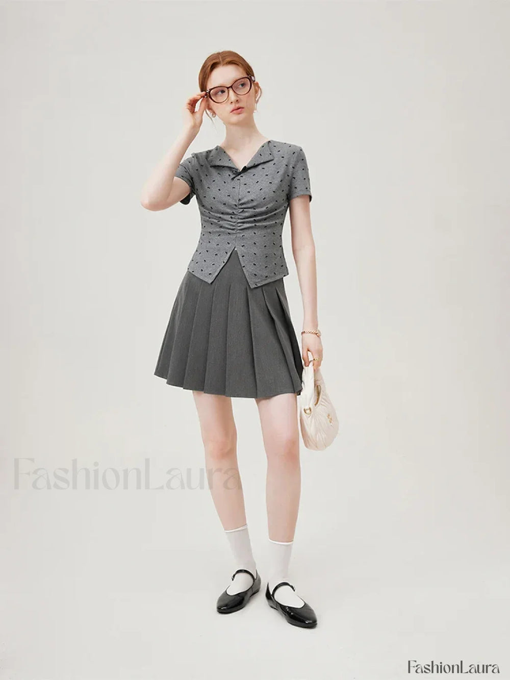 Bowknot Lapel Tight Knit Casual T Shirt