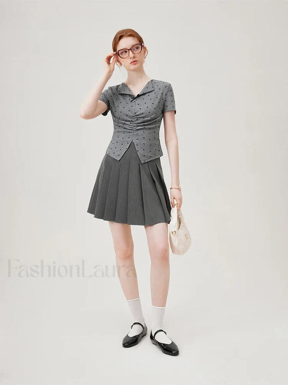 Bowknot Lapel Tight Knit Casual T Shirt