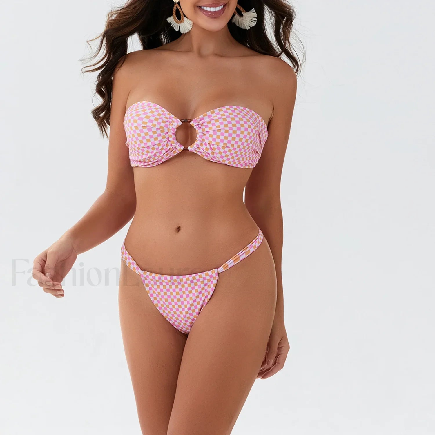 Bowknot Padded Halter Bikini Set Pink / S Main image