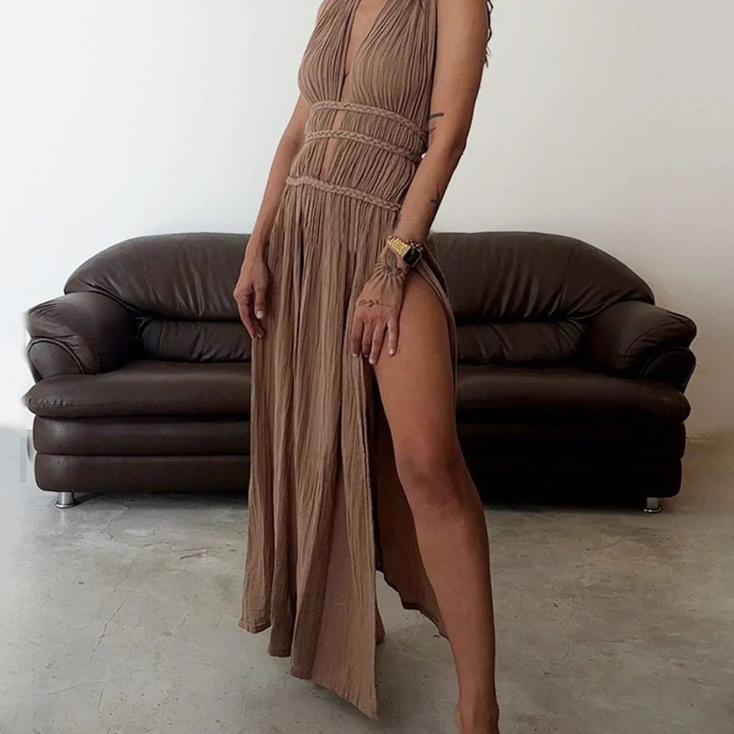 Braided Rope Off-Shoulder Boho Dress Secondary image