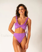 Braided Texture Purple Bikini Set purple3 / S