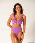 Braided Texture Purple Bikini Set purple3 / S
