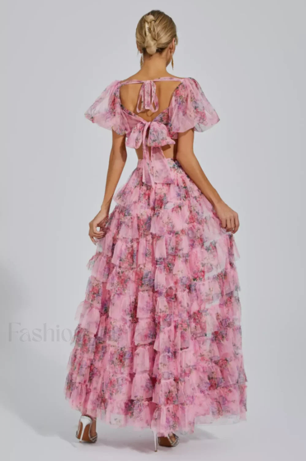 Braylee Purple Stylish Floral Ruched Set