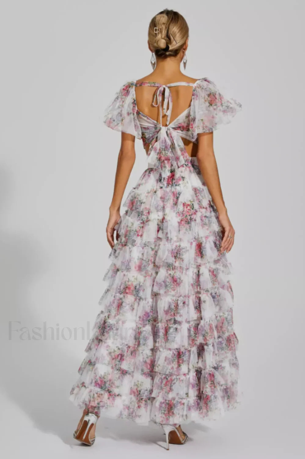 Braylee Purple Stylish Floral Ruched Set