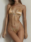 Brazilian High Cut Padded Bikini Set GOLD / S