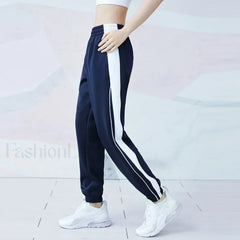 Breathable Quick Dry Pocket Jogging Sweatpants Dark blue with white / S