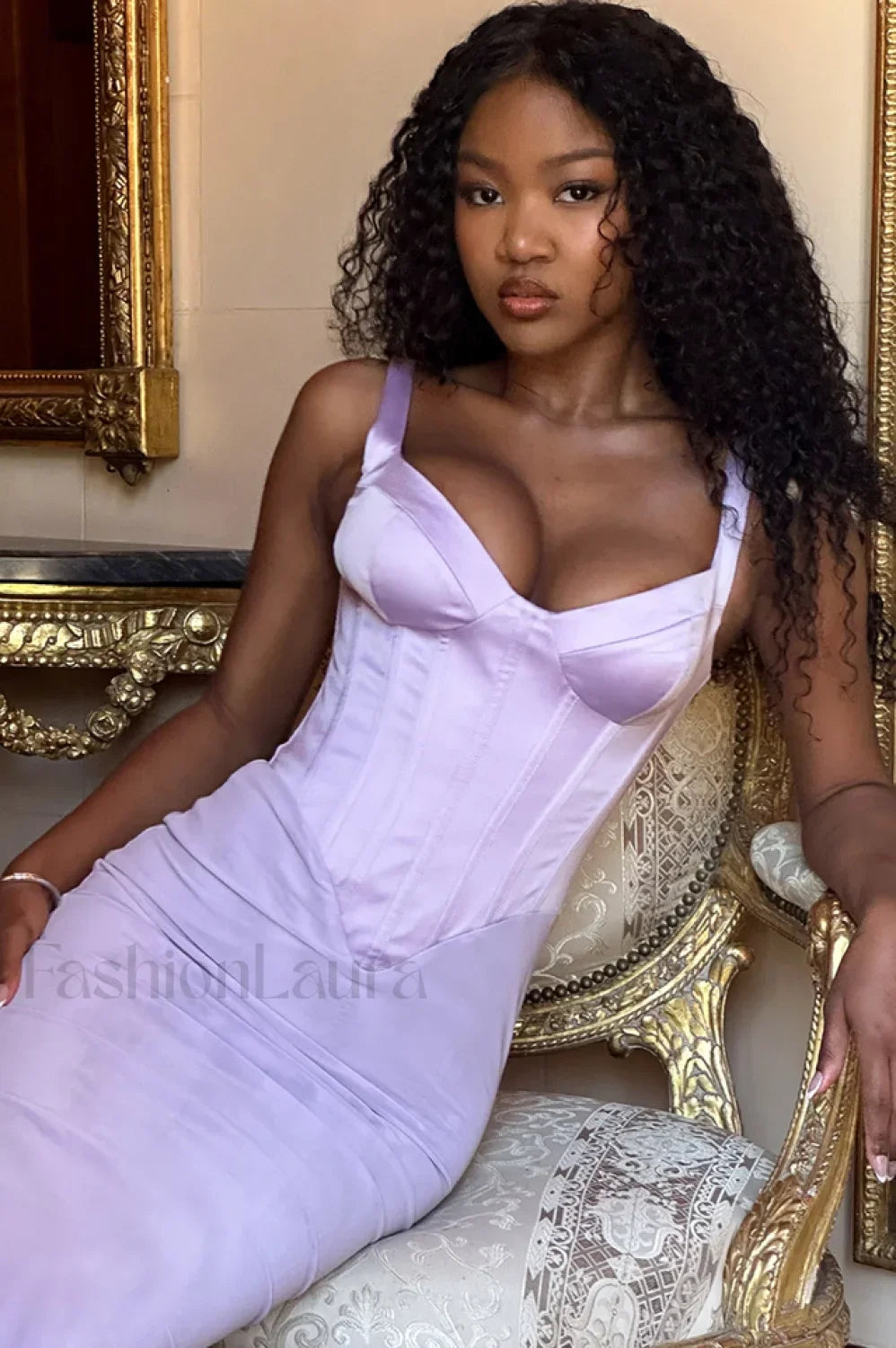 Breeze Orchid Satin Charming Corset Maxi Dress Secondary image