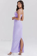 Breeze Orchid Satin Charming Corset Maxi Dress