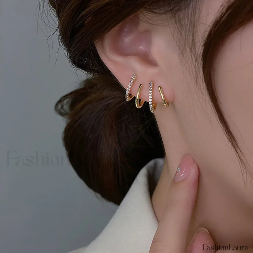 Bright Crystal Luxury Korean Unusual Claw Stud Irregular Pearl Earring 13