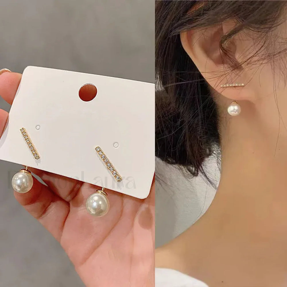 Bright Crystal Luxury Korean Unusual Claw Stud Irregular Pearl Earring 15