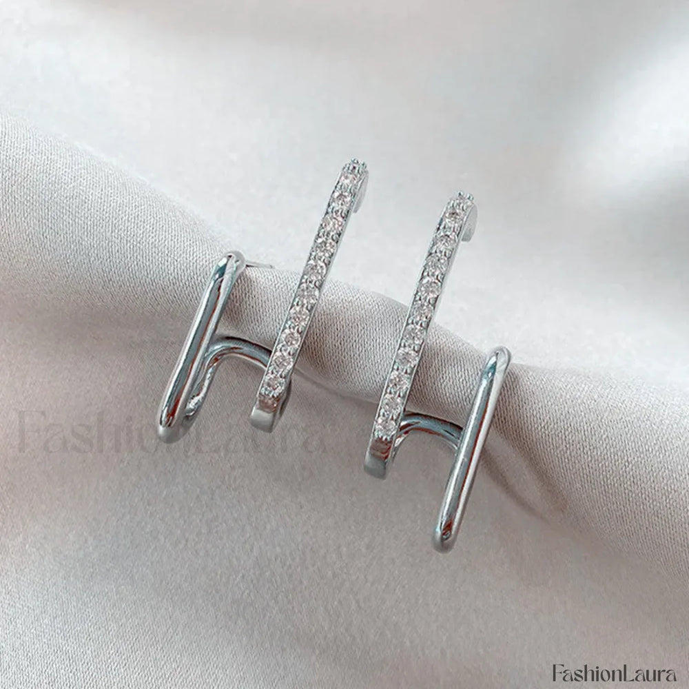 Bright Crystal Luxury Korean Unusual Claw Stud Irregular Pearl Earring 2