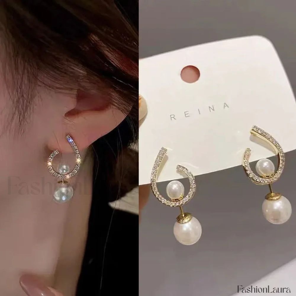 Bright Crystal Luxury Korean Unusual Claw Stud Irregular Pearl Earring 20