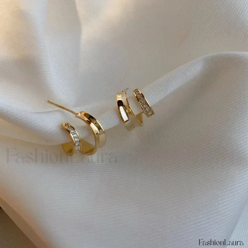 Bright Crystal Luxury Korean Unusual Claw Stud Irregular Pearl Earring 23