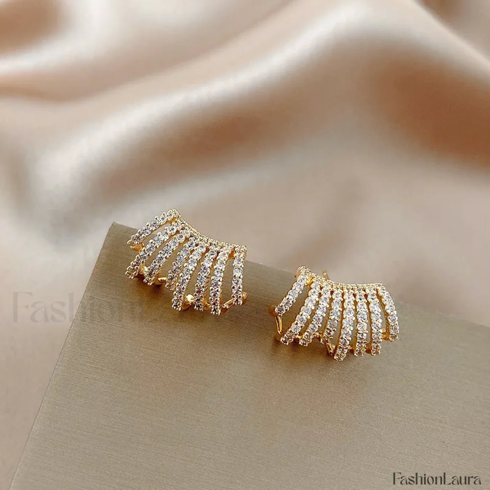 Bright Crystal Luxury Korean Unusual Claw Stud Irregular Pearl Earring 5