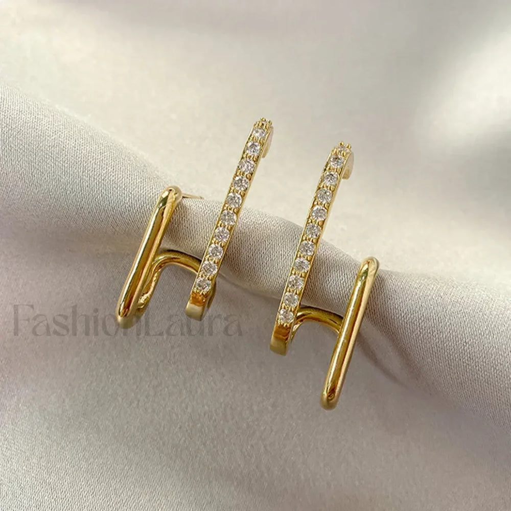 Bright Crystal Luxury Korean Unusual Claw Stud Irregular Pearl Earring