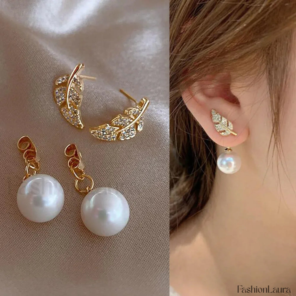 Bright Crystal Luxury Korean Unusual Claw Stud Irregular Pearl Earring 8