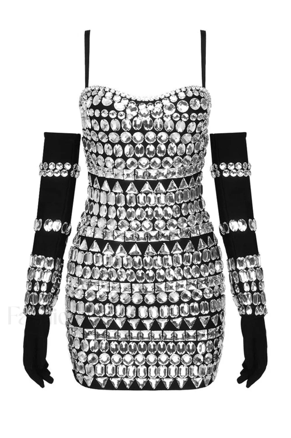 Brisbane Rhinestones Stylish Embellished Mini Dress XS / Black