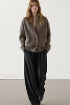 British Style Wool Knit Cardigan