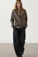 British Style Wool Knit Cardigan