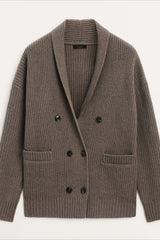 British Style Wool Knit Cardigan Brown / XS