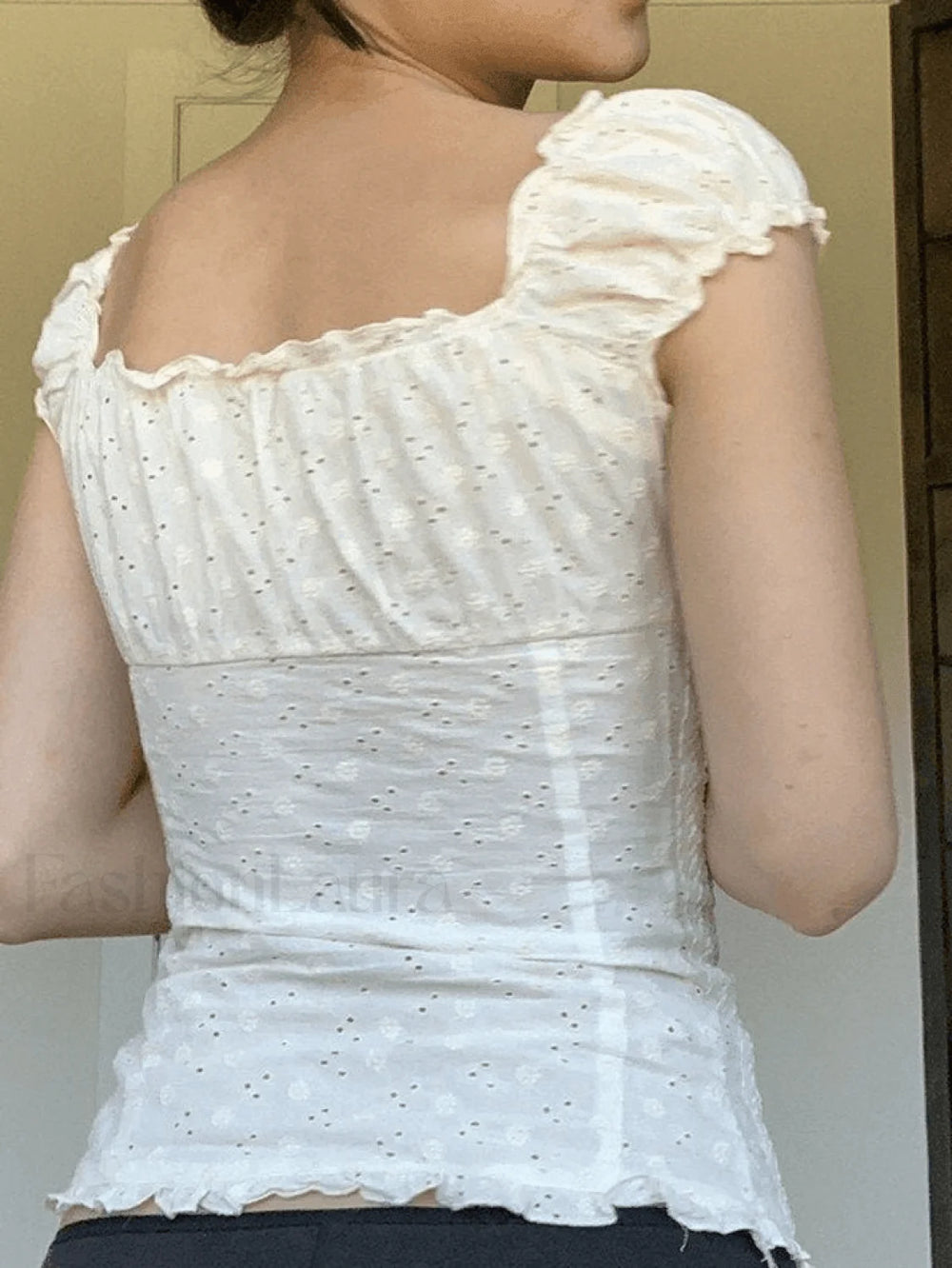 Broidered Lace Crop Blouse Shirts