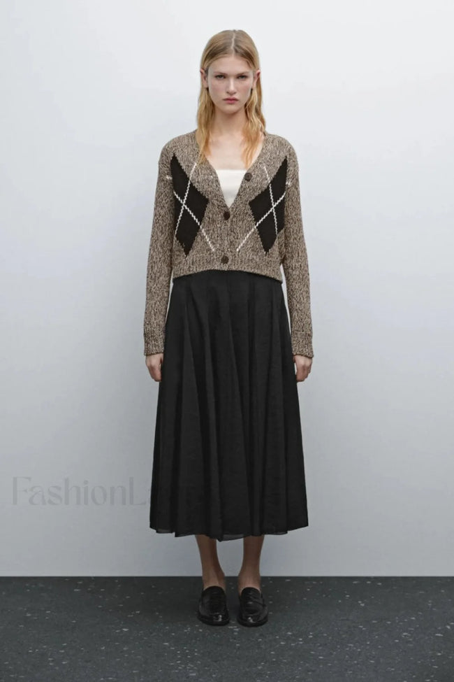 Brown Diamond Knit Cardigan Main image