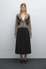 Brown Diamond Knit Cardigan