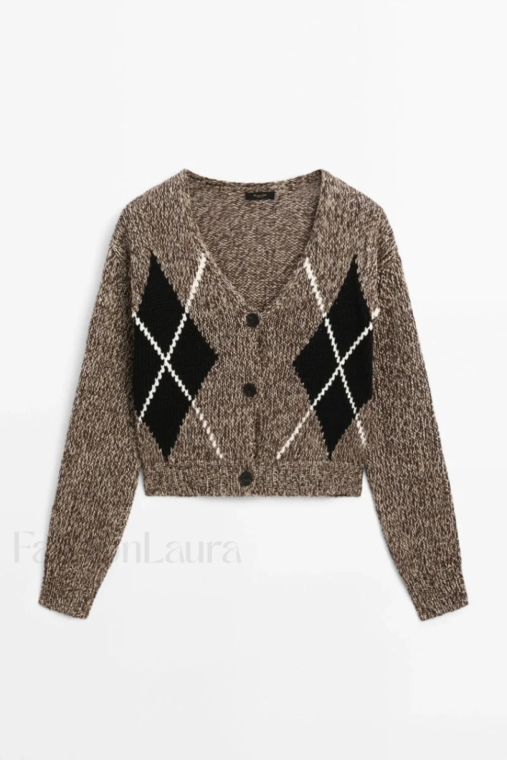 Brown Diamond Knit Cardigan Brown / S