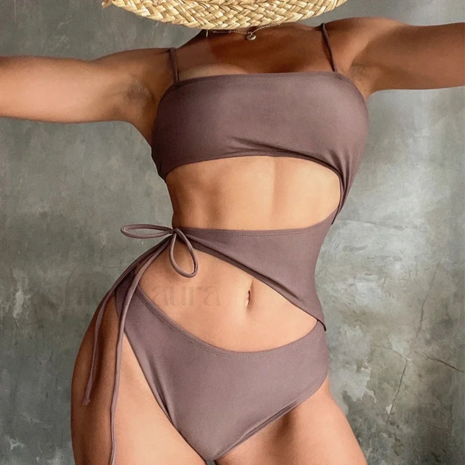 Brown High Cut One Piece Main image