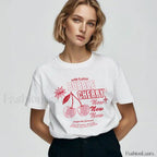 Bubble Cherry Cowgirl Western Alcohol Graphic T Shirt WHITE / XS