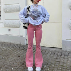 Bubble Gum Graceful Flare Leg Jeans women clothing