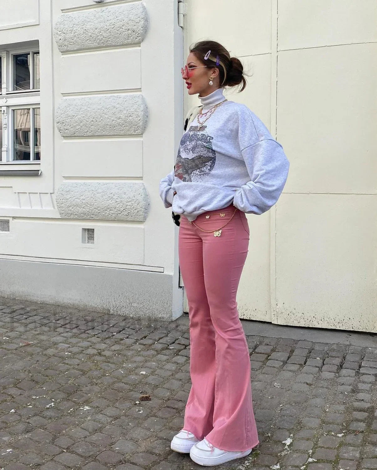 Bubble Gum Graceful Flare Leg Jeans women clothing