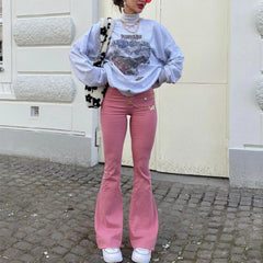 Bubble Gum Graceful Flare Leg Jeans women clothing